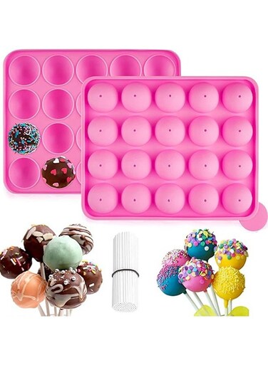 Hole Silicone Lollipop Mold with 20 Sticks DIY Chocolate Jelly Ice Ball Cake Molds Reusable mold Baked Dessert non-stick Mould Kitchen Tools