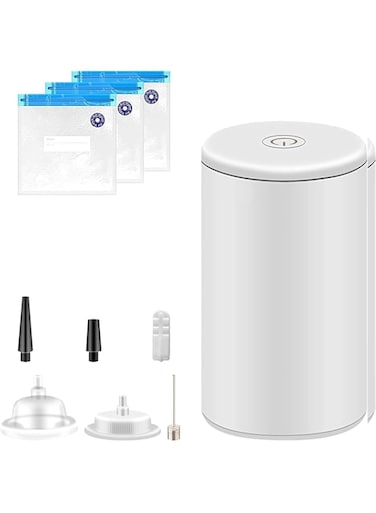 ECVV Portable Vacuum Pump, Handheld Vacuum Sealer Food Saver, Multifunctional 2 in 1 Electric Vacuum Sealer Compression &amp; Inflatable Air Pump, with 3Pcs Reusable Sous Vide Bags