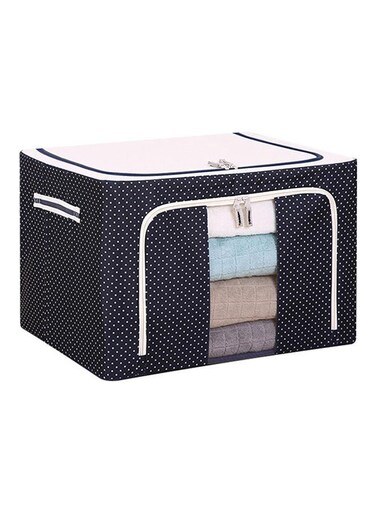 Oxford Cloth Storage Foldable Box with Steel Frame Blue/White