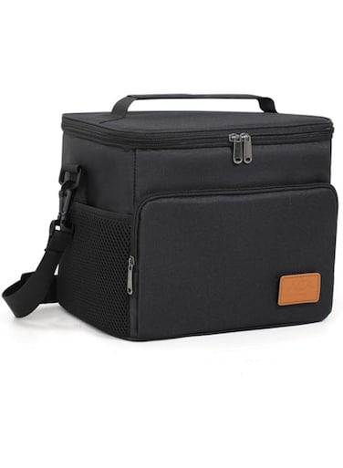 IraXpro Lunch Bag Insulated Lunch Box Large Portable Cooler Tote bag for Men Women Adult,Shoulder Handbag with Adjustable Strap,Leak and Waterproof,for Office,Picnic,Outdoor,Beach,Fishing (Black, 10L)
