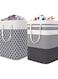 2 Pack Laundry Basket Large Laundry Ba Hamper Cotton Waterproof Clothes Basket,Toy Storage with Easy Carry Handles,Collapsible,Freestanding,75L (Grey)