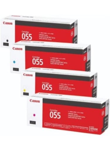 055 Set   Original Canon Laser Toner Cartridges   Black, Cyan, Magenta, Yellow