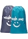 2-Pack Wash Me Laundry Bags, Extra Large 100x69cm Machine Washable Travel Dirty Clothes Storage Organizer Basket Drawstring Closure (Blue/Grey)
