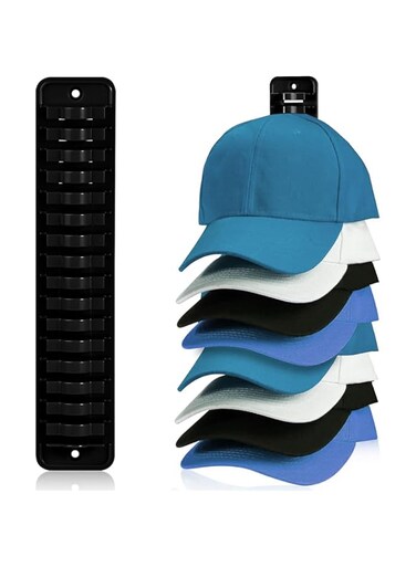 Funito Hat Organizer for Baseball Caps, 1 Pack Hat Rack Adhesive Hat Hooks for Wall Hold Up to 16 Hats, Hat Storage Display Hat Hanger Holder for Door Closet