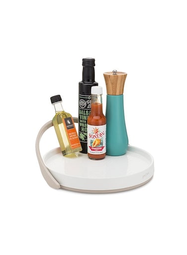 YouCopia Crazy Susan Cabinet Turntable Organizer With Backstop, 11", White, 50238 White/Beige 27.4x28.7x11.4cm