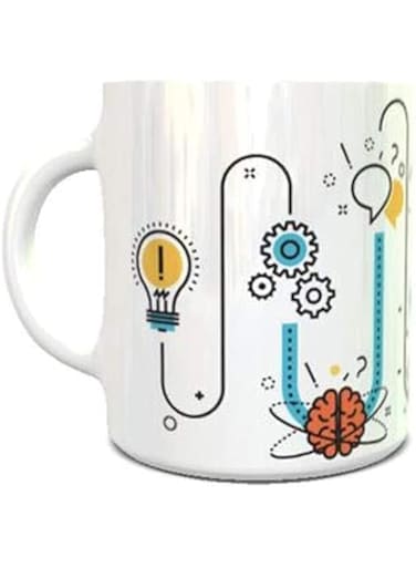 Impress Ceramic Coffee Mug with Idea to Success Chart Design, White