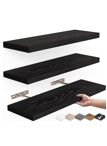 3-Pack Wood Wall Mounted Floating Shelves, Rustic Display Shelves, Home Storage Rack, Hanging Shelf, Bathroom Organizer Shelf for Home, Office