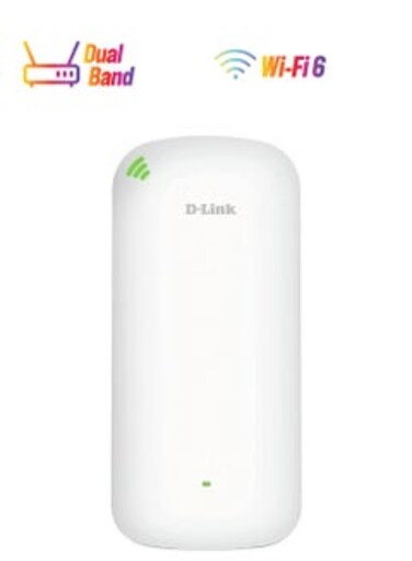AX1800 Mesh Wi-Fi 6 Range Extender, Dual Band, With Up To 1800 Mbps, 2000Sq Ft. Coverage, MU-MIMO, Gigabit Ethernet Port, Wi-Fi Security WPA3, Wall Plug Design   DAP-X1860 White