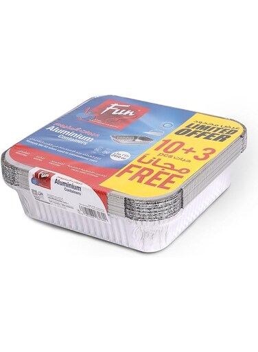 Fun&reg; Ramadan Promopack Aluminium Container with Lid 2410cc 10pcs + 3 pcs free