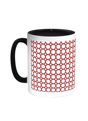 Large And Small Circles Printed Coffee Mug Black/White 11ounce