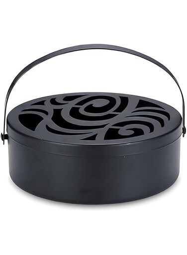 Aputue Mosquito Coil Box, Household Mosquito Repellent Incense Burner with Round Handle, Stainless Steel Portable Retro Mosquito Coil Holder, Suitable for Home, Outdoor, Poolside, Yard, Camping