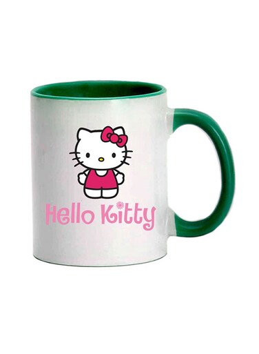 Hello Kitty Text Printed Coffee Mug Green/White 350ml