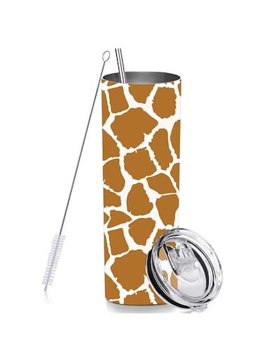 HQWHBU Giraffe Skinny Tumbler With Lid and Straw 20oz, Animal Skin Pattern Vacuum Insulated Stainless Steel Travel Coffee Cup