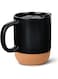 BosilunLife Black Coffee Cork Mug - Anti Spill 12 Oz Travel Coffee Mug with Handle Matte Ceramic Coffee Mug Cup Tea Cup with Insulated Cork Bottom Favorite Child Gifts for Dad (Black)