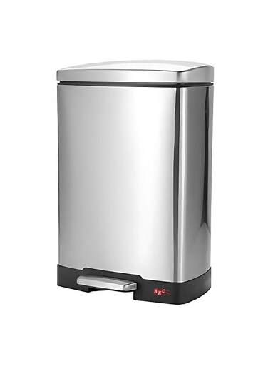 12L Stainless Steel Pedal Trash Bin &acirc;&euro;&ldquo; Space-Saving Rectangular Waste Bin with Removable Inner Bucket, Durable Hands-Free Operation for Kitchen, Office, and Commercial Use