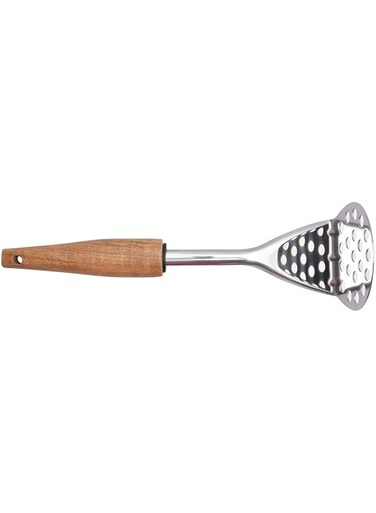 Natural Life Stainless Steel Slotted Serving Spoon with Acacica Wood Handle AC-KA0129