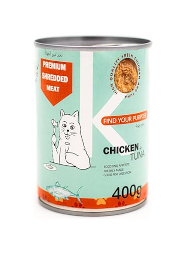 Kimbowny Premium Shredded Chicken+Tuna Meat Cat Wetfood, 400g