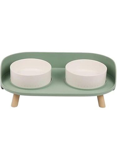 Elevated Cat Bowls, Raised Ceramic Cats Puppy Dishes for Food and Water, Anti Tip, Anti Splash for Indoor Cats and Pet