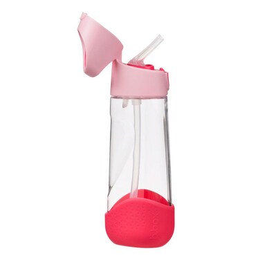 Big Kids Tritan&acirc;&bdquo;&cent; Drink Bottle with Straw   Leakproof Push Button Lid   Ergonomic Triangle Grip   BPA-Free Reusable Water Bottle for School Kids   600ml-Flamingo Fizz