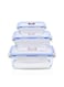 3-Piece Glass Food Storage Set Clear/Blue 21x16x15cm