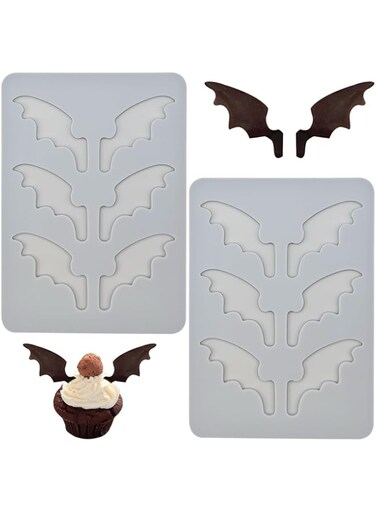 2 PACK Bat Wing Silicone Molds, Cake Mold, 3D Chocolate Molds, Halloween Baking Molds for Sugar Craft,Cake Decoration, Handmade Ice Cream,Cupcake Topper,Chocolate,Cookie Decor, Crafting Projects