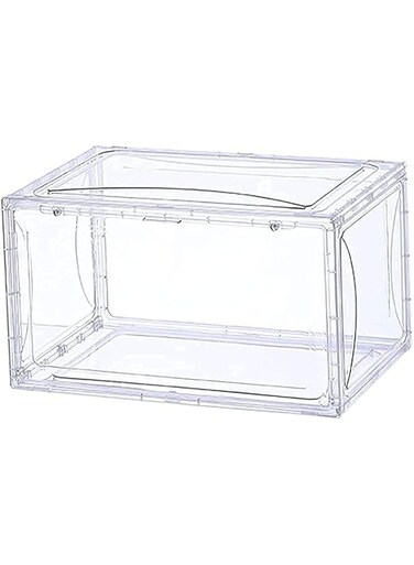 Organized Home Magnetic Drop Front Shoe Box, Ultra Clear Acrylic Display, Stackable Shoe Storage, Sneaker Storage, Shoe Container Clear Closet Shelf Shoe Organizer (STANDARD Transparent 1 Pack)