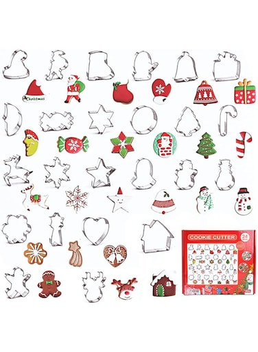 Magic Park Christmas Cookie Cutters Xmas Biscuit Cutter Mold DIY Stainless Steel Cookie Cutter Holiday Cookie Cutters Gingerbread Christmas Tree Reindeer Christmas House Christmas Shapes (24)