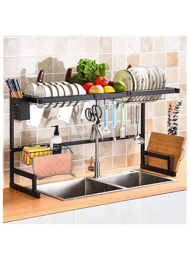 Dubai Gallery Stainless Steel Kitchen Rack Dish Organizer Drying Rack Above Sink Drain Rack Kitchen Storage Countertop Utensil Holder AMZ-Z11ED97029909EA9F66EAZ
