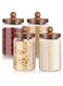 Gerrii 4 Pcs Glass Food Storage Jar with Acacia Wood Lids, 32 oz Airtight Sealed Clear Glass Canisters Air Tight Glass Container Jar for Coffee Beans Nuts Loose Leaf Tea Sugar Spice Candy Rice Pasta