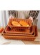 Set of 4pcs Handwoven Rattan Bread Basket Woven Fruit Basket Rattan Serving Tray Poly Wicker Food Serving Basket for Fruit Vegetables Rectangular Snack Serving Tray