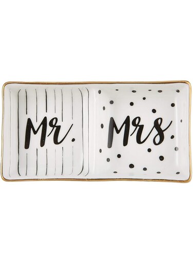 Kate Aspen Ceramic Mrs Wedding Trinket, One Size, Mr &amp; Mrs Ring Dish