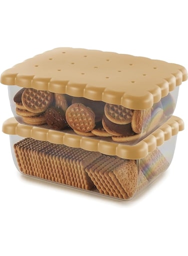 Snips Rectangular Light Brown Biscuit Saver - 2.7 Liter Storage Container