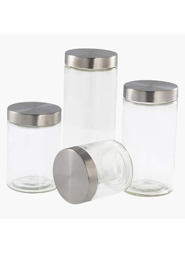 Home Box Conta-4Pcs. Glass Canister Set-Clear