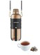 ThermaTrail Thermos Bottle with Crossbody Strap, 650mL Tea Brewing, Stainless Steel, Leak-Proof, Hot/Cold Temperature Range - Gold