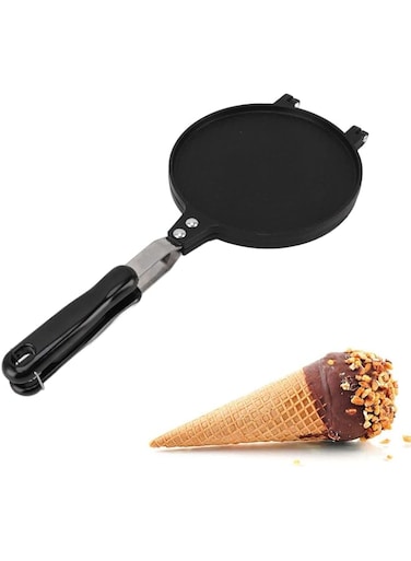 Luqeeg Household Eggs Roll Maker, Round Shape Aluminum Alloy Waffle Cone Maker, 6.5'' Waffle Maker, Holiday Dessert Fun, Waffle Bowl Maker for DIY Ice Cream Waffle Cone Desserts