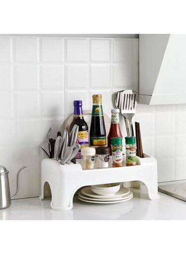 Shelves&iuml;&frac14;&OElig; Double-layer Plastic Storage Rack Kitchen Rack