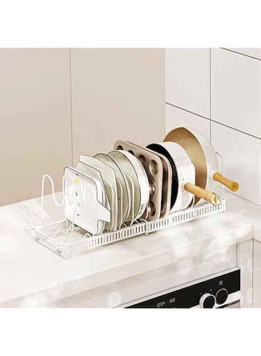 ALCR Dish Drying Rack for Kitchen to Dry Cup, Bowl, Dish, Plate as a Countertop Saving Space Shelves (Pot Storage Rack_White)
