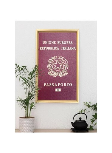 Clevercraft Homes 'Italy Passport' Digitally Printed Wall Poster with Photo Frame by Spoil Your Wall, 40 x 55 cm Size, Multicolor