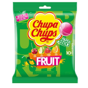 Chupa Chups Fruit Lollipops, 12g Pack of 10