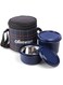 SOPL-OLIVEWARE Cleo Microwave Safe Leak Proof 2 Stainless Steel Full Meal Containers with Insulated Fabric Bag (Blue)
