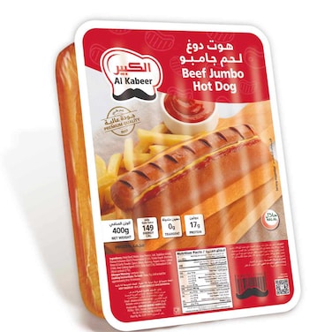Al Kabeer Beef Jumbo Hot Dog, 400g