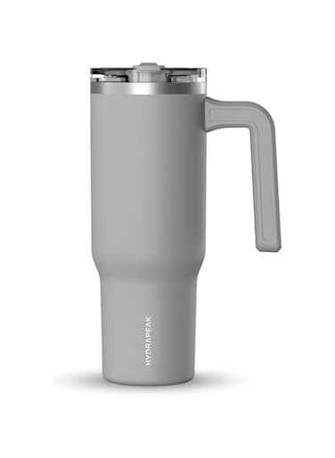 Hydrapeak Voyager 32 oz Tumbler with Handle and Straw Lid   Reusable Stainless Steel Water Bottle Travel Mug Cupholder Friendly   Insulated Cup (Grey)