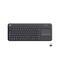 Logitech K400 Plus Wireless Livingroom Keyboard with Touchpad for Home Theatre PC Connected to TV, Customizable Multi-Media Keys, Windows, Android, Laptop/Tablet, Arabic Keyboard - Black
