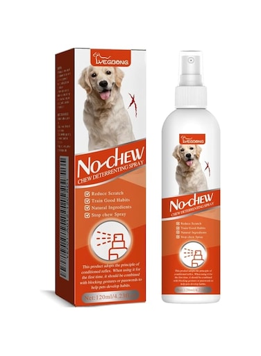 120ML No Chew Spray for Dogs, Bitter Apple Formula, Non-Toxic &amp; Odorless, Effective Furniture Protection, Anti-Chew &amp; Scratch Behavior Modification Spray