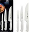 Premium 3 Pieces Knife Set with Stainless Steel Blade and White Polypropylene Handle