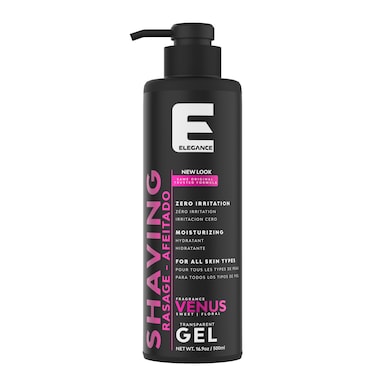Elegance E-Series Shaving Gel - Venus 500ml - Moisturizing, Irritation-Free, Transparent Formula for Sensitive Skin