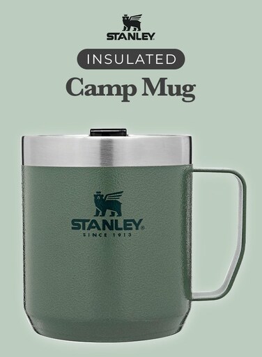 Legendary Camp Mug 12.5 oz   Insulated Stainless Steel Coffee Mug with Press-Fit Lid   Keeps Drinks Hot or Cold   BPA-Free   Green