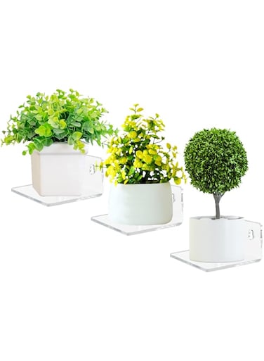 Bigfety Small Adhesive Wall Shelves, 3-Ledges, Acrylic Display Shelf Flexible Use of Wall Space