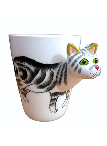 3D Hand Painted Animal Ceramic Coffee Mug Cups Creative Personality Milk Coffee Drinkware Cat Mug