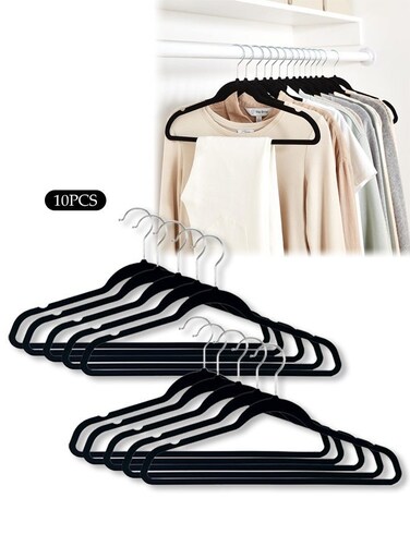 Pack Velvet Coat Hangers,Non-Slip Felt Suit Hanger,Heavy Duty Premium Hangers,with 360&Acirc;&deg; Swivel Gold Hook, Sturdy,Space Saving,for Coat, Suit, Shirt, Dress, Pant,Black